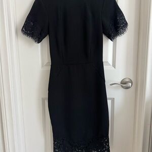 H&M Elegant Black Midi Dress with Lace Details